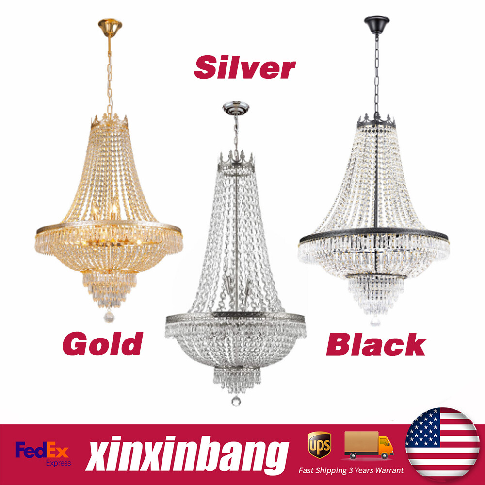 Modern French Empire Crystal Chandelier Hanging Lamp with E12 Pendant Light