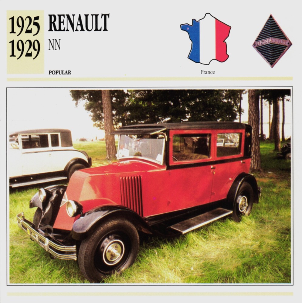 Renault NN 1925-1929 Collectors Club Classic Cars Card