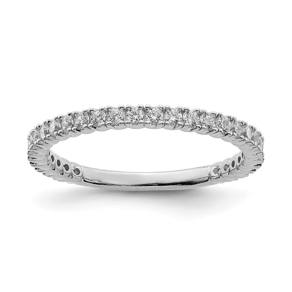925 Sterling Silver Rhodium-plated 28 Stone Cubic Zirconia Band Ring Size 5
