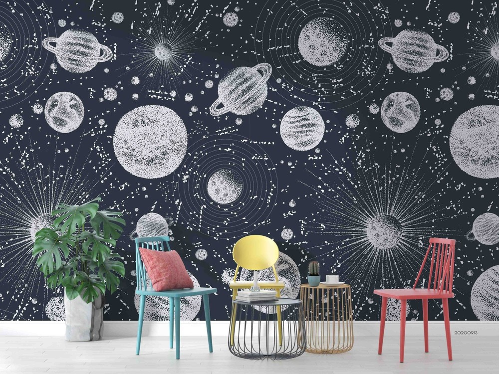 3D Space Planet Mode Wall Murals Wallpaper Murals Wall Sticker