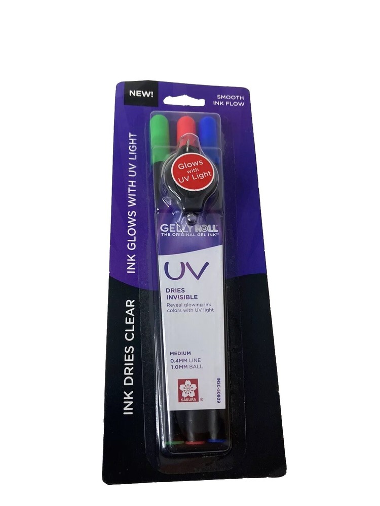 Gelly Roll UV Light Pens New Dries Invisible Reveal Glowing Ink With UV Light