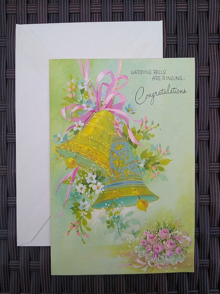 Vintage Wedding Greeting Card Congratulations Bride & Groom Bible Verse Inside