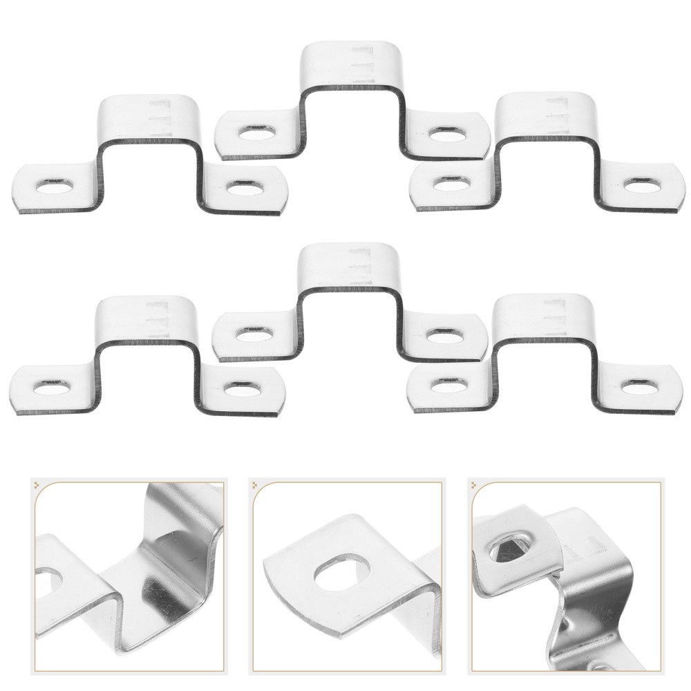 6 Pcs U-Shaped Cable Clamp Brackets for Pipe Mounting