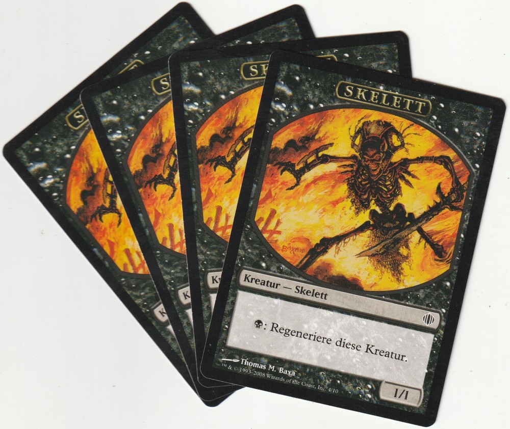 ✪ 4 MAGIC The Gathering SKELETON Black Creature Tokens MTG PLAYSET ALA/EN 2008