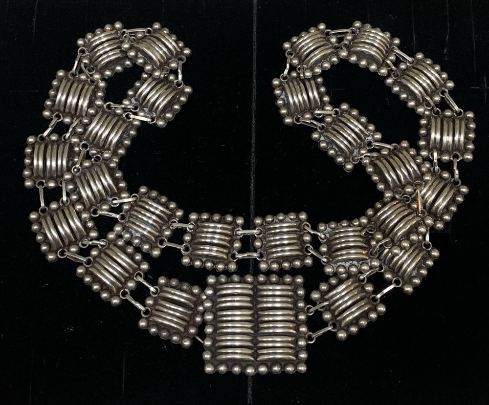 Vintage Mexican Sterling Silver Belt  29 Inch