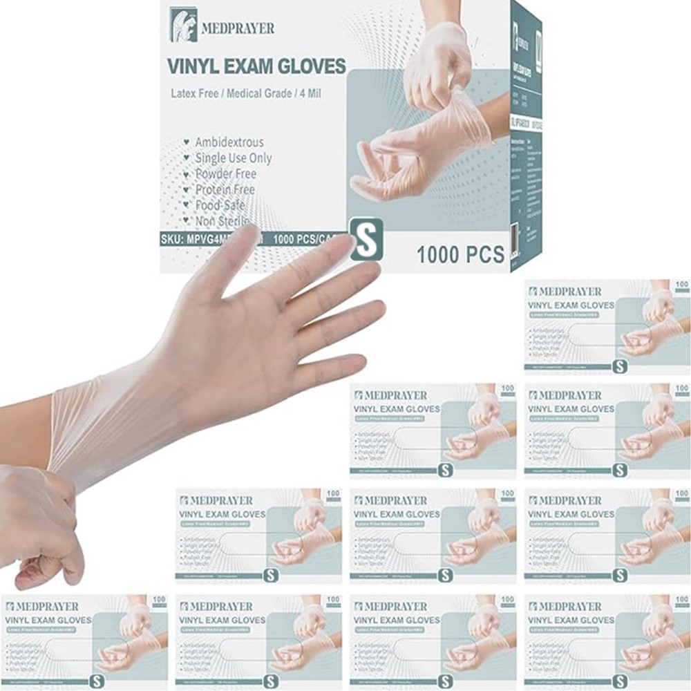 Disposable Latex-Free Vinyl Exam Gloves for Cleaning & Medical Use