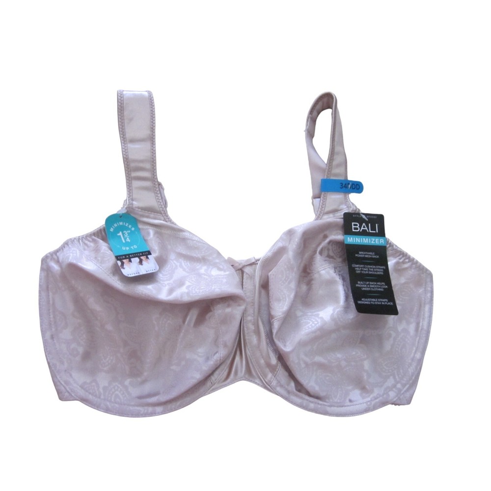 NWT BALI Minimizer Satin Tracings Comfort Strap Underwire Bra #3562 Sz 34DDD
