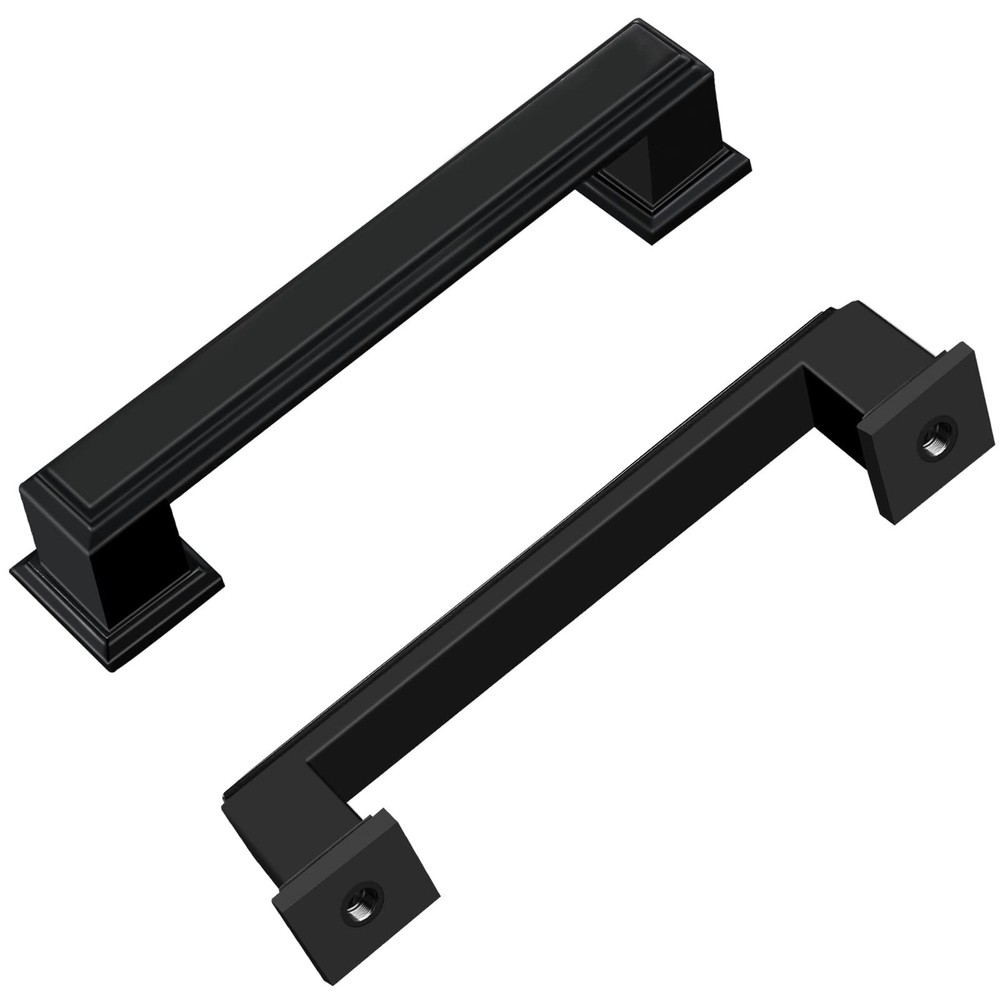 10 Pack 3.75-Inch Matte Black Square Cabinet Pulls Solid Zinc Alloy Hardware