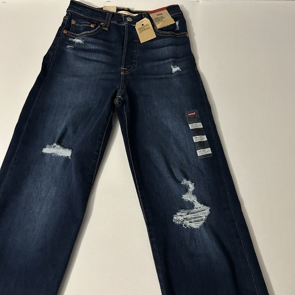 Levi’s Ribcage Straight Ankle Women’s Jeans Size 0 Dark Denim 24x27