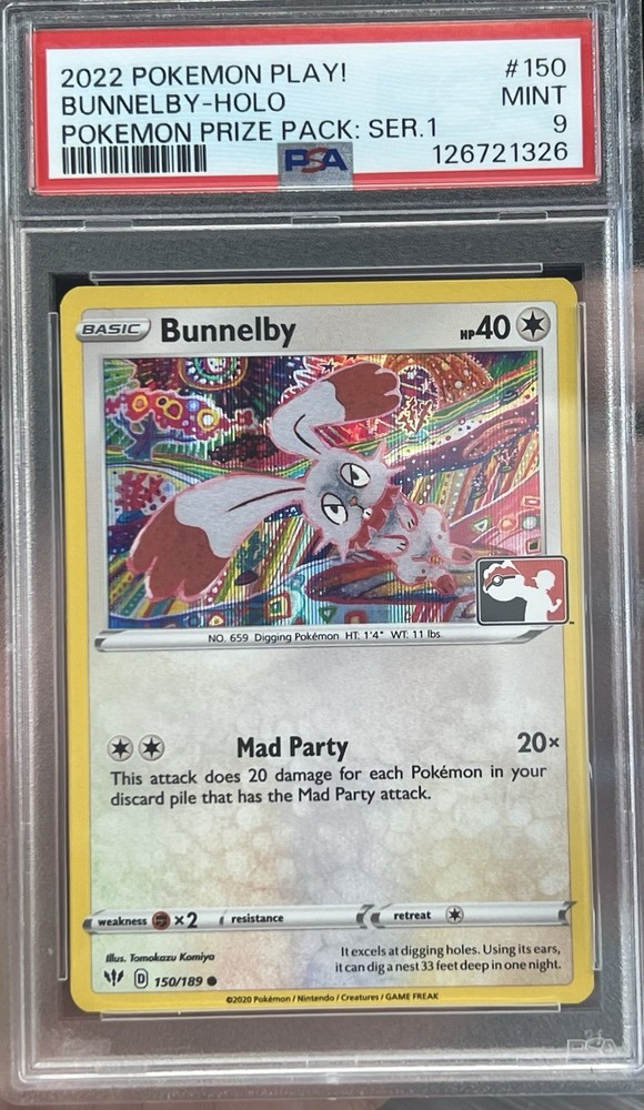 PSA 9 Bunnelby Holo Pokemon Prize Pack Promo Series 1 Play Stamp Card LOW POP 5