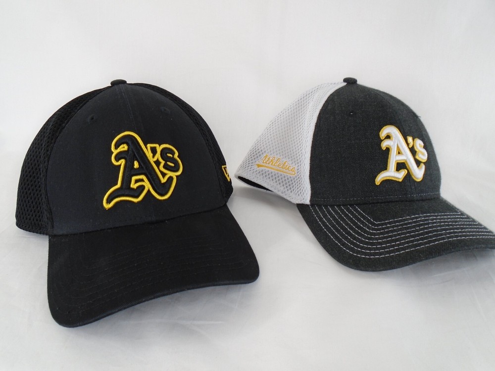 New Era MLB A's Hat Formerly of Oakland Lot of 2 Cap Fitted Medium / Large Black