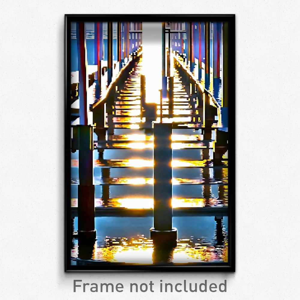 Pixel Art Glossy Pier 8-Bit Psychedelic Video Game Poster Print