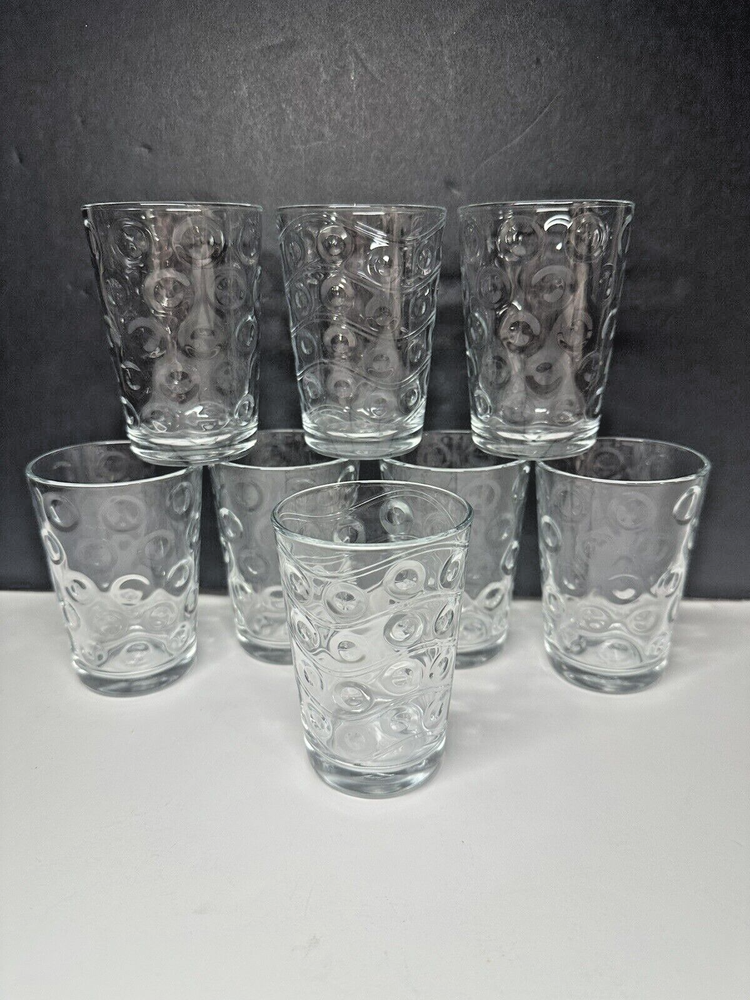 Pasabahce 6oz Vintage Dot Optic Juice Glasses Set of 8
