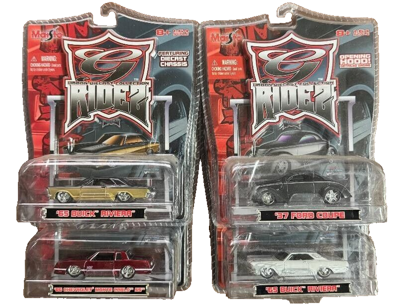 RARE MAISTO G RIDEZ CHEVY FORD BUICK SET OF 4 PCS ASSORTMENT 1/64 DIECAST CARS