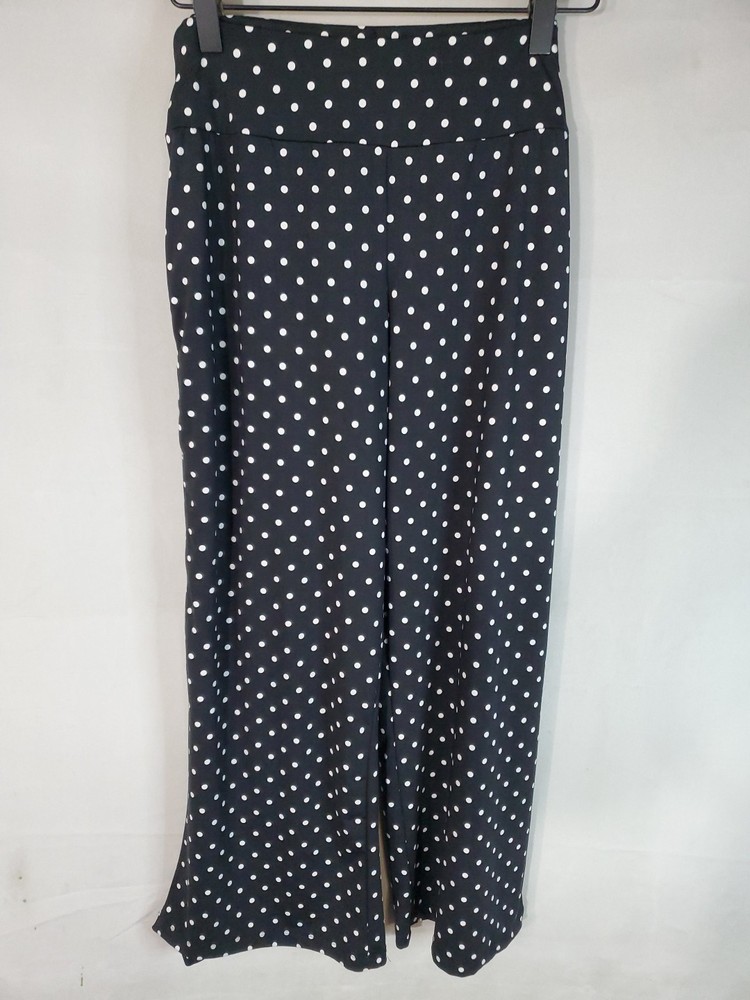 Robert Louis Front Tie Stretch High Waist Wide Leg Pants BOHO Polka Dot