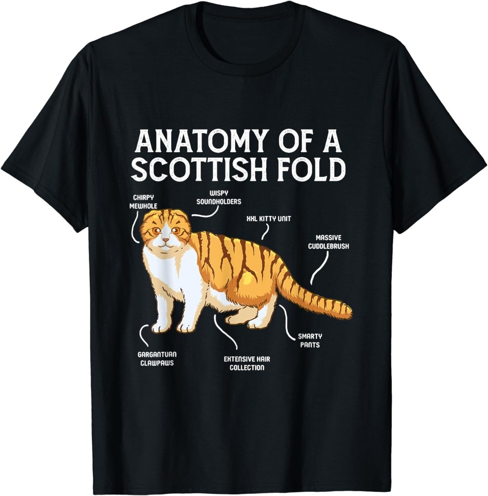 Funny Anatomy Of A Scottish Fold Cat Gift Unisex T-Shirt