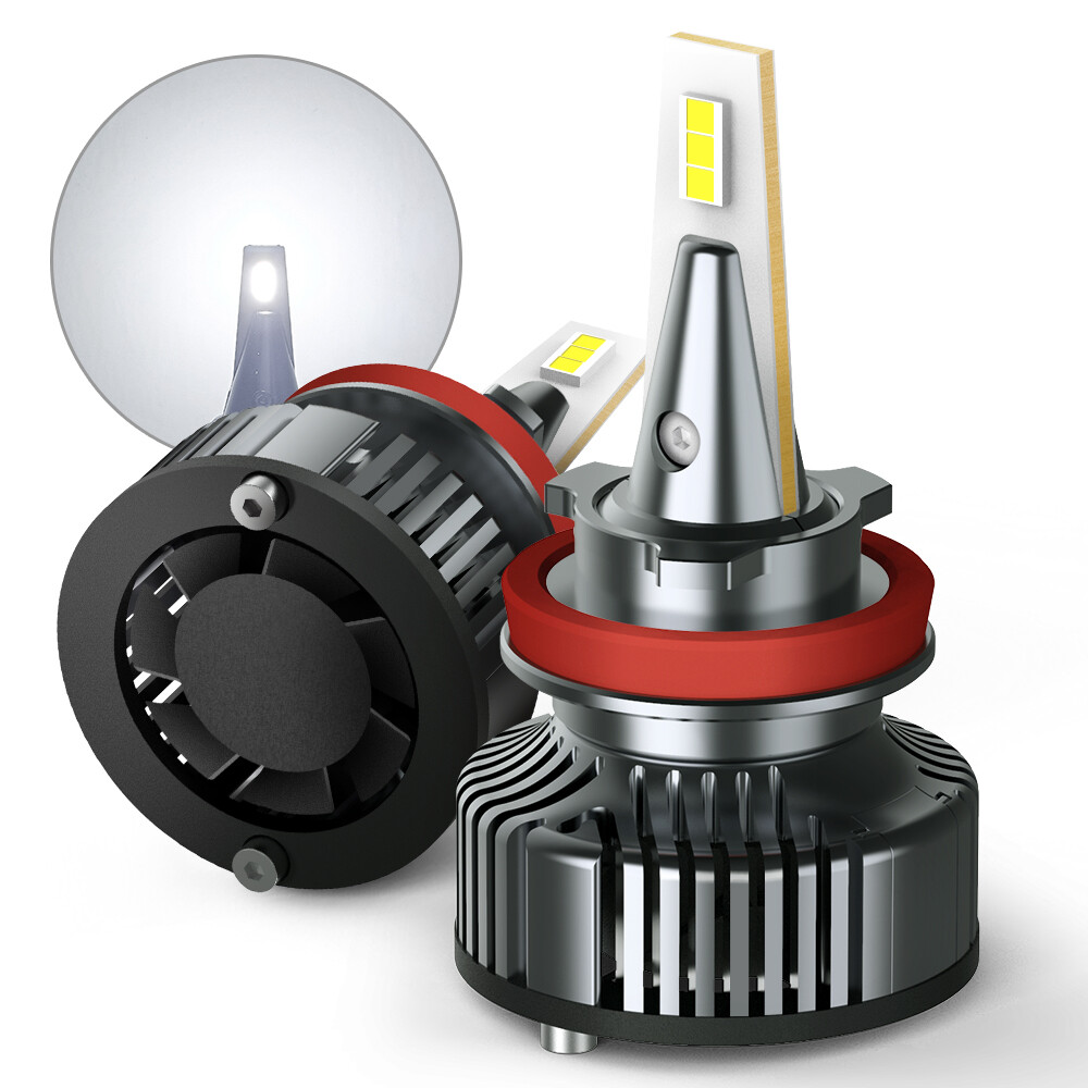 H11 LED Headlight Bulbs Kit 6500K High Low Beam Super Bright White Lights 2x