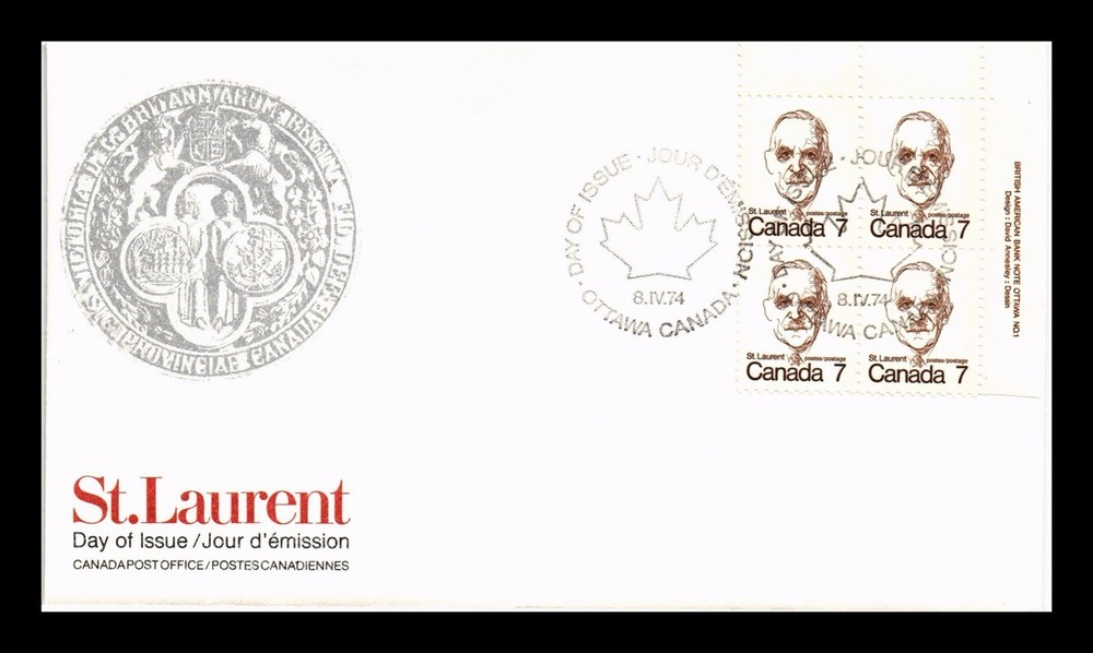 Dr Jim Stamps Canada 7c St Laurent First Day Cover Plate Block