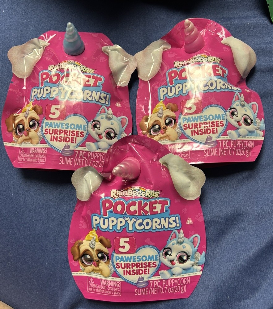 LOT OF 3 Rainbocorns Pocket Puppycorns 5 Pawsome Surprises In Each