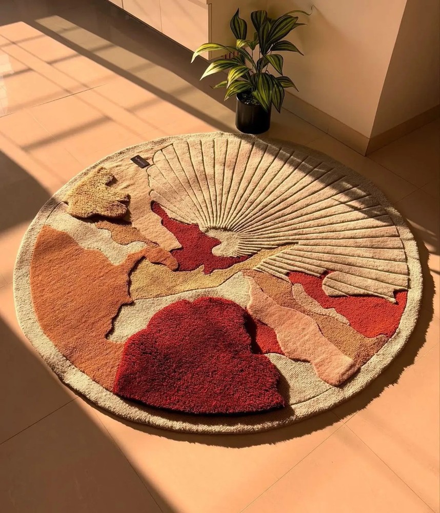 Hand-Tufted Wool Round Rug: