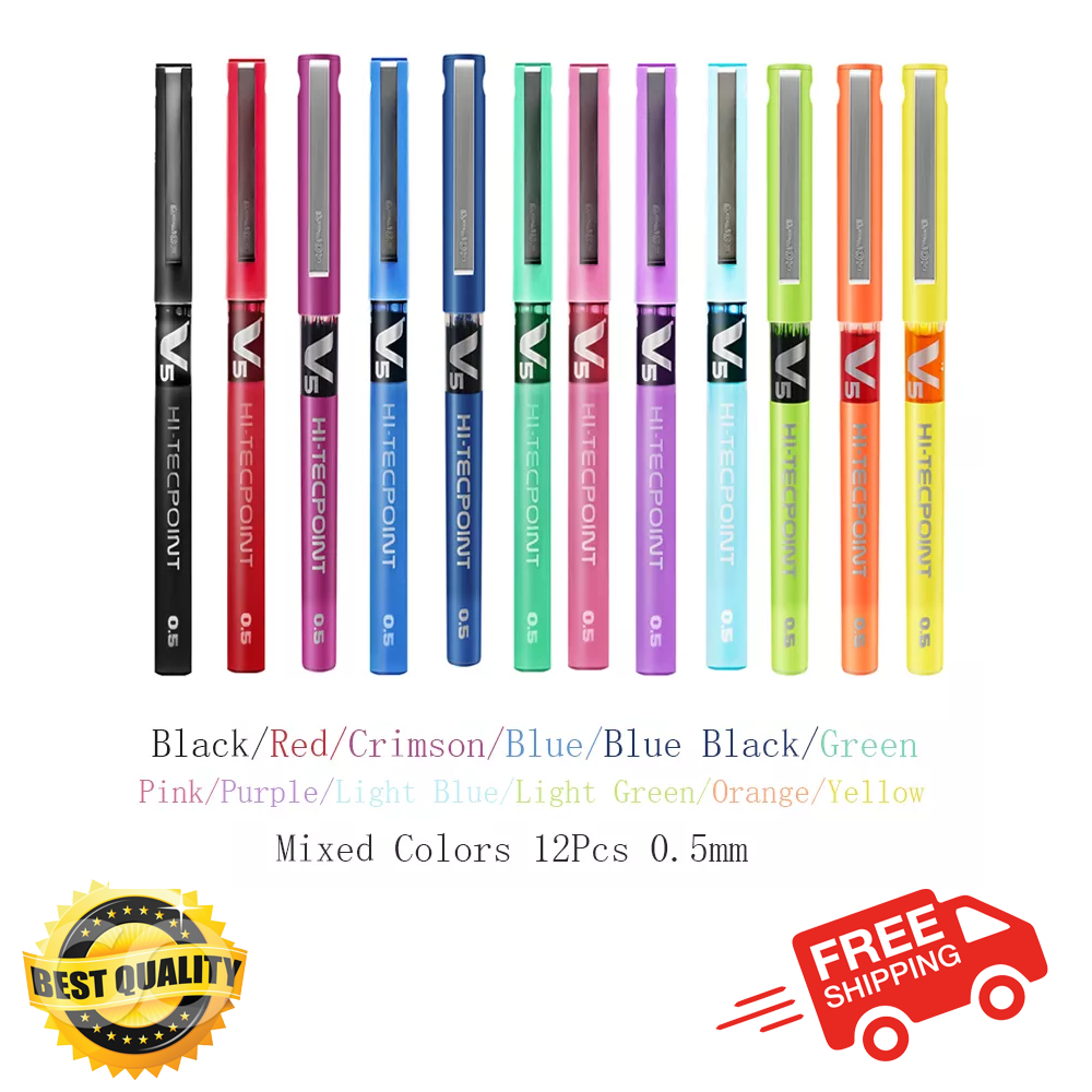 Pilot V5 Hi Tecpoint Quick-drying Ink 0.5mm Tip Pens 6/12 PCS - Free Shipping