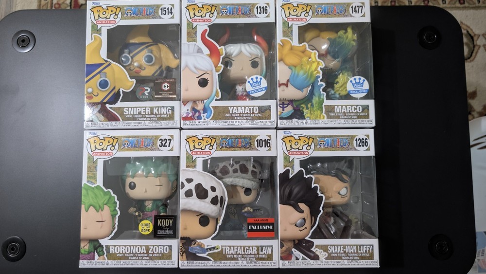 Funko Pop One Piece Bundle - Zoro Law Marco Yamato Snake Luffy Sniper King