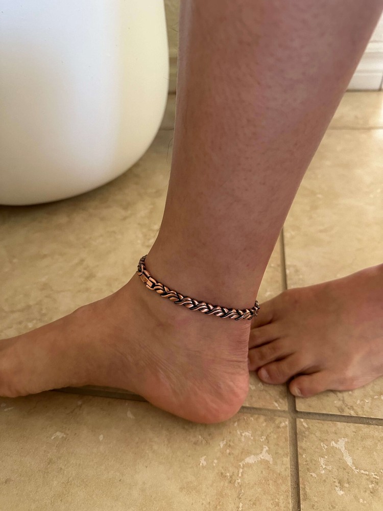 Swirl Pure Solid Copper Magnetic Bracelet Anklet for Balance Energy Power and Joy