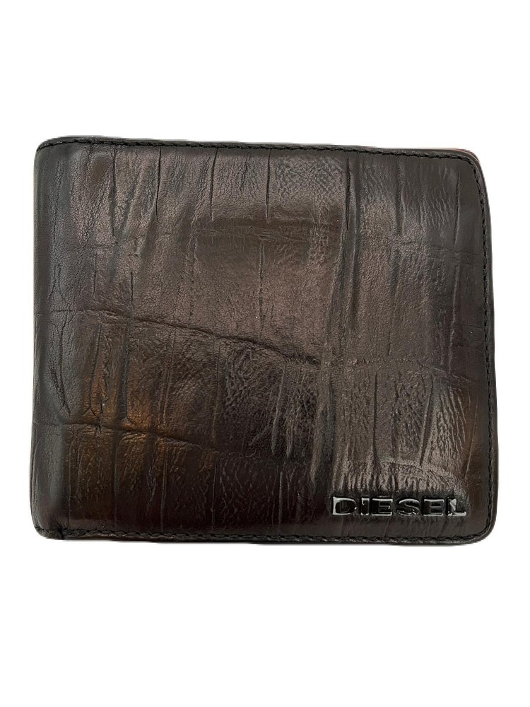 Diesel Fold Wallet Leather Black USED T205-6