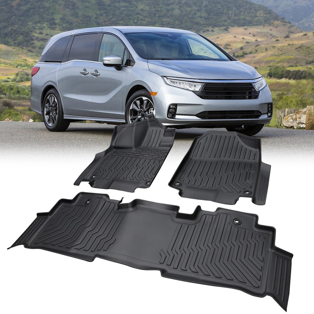 Floor Mats for 2018-2023 Honda Odyssey Black All-Weather TPE Rubber Car Liners