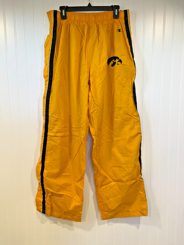 Vintage 90's Champion Iowa Hawkeyes Tear Away Snap Off Track Pants YellowSize XL