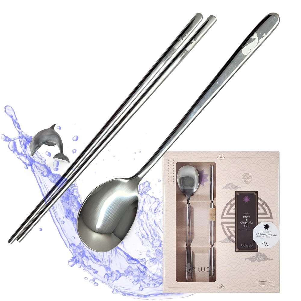 [5 Sets][Made in Korea] Sticky Korean Style Rice Spoon Chopsticks Set 430 Sta...