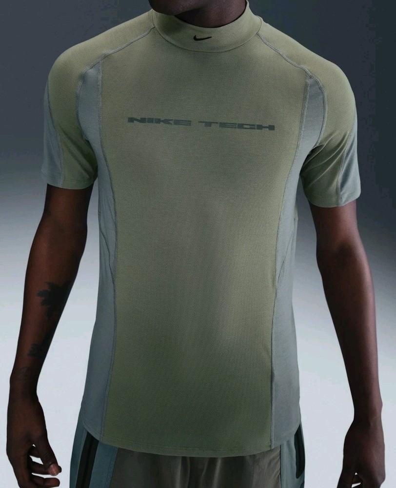 Nike Tech Short-Sleeve Base Layer Dri-Fit Mock Gray Shirt Size Large MSRP $75