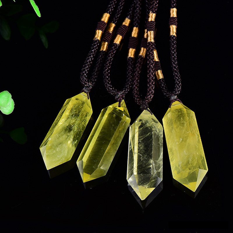 Natural Citrine Quartz Healing Crystal Pendant Chakra Necklace Gift