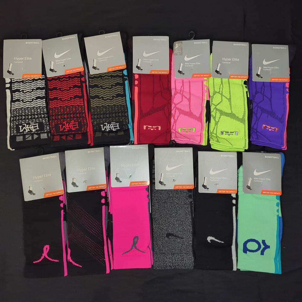 NWT Nike Hyper Elite Socks Dri-Fit Basketball Crew Cut Size Large *13 Colors*