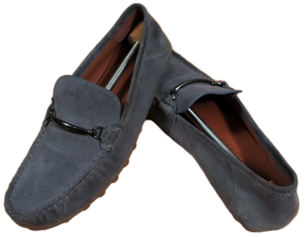 Coach Suede Mott Driver Loafers in Blue Gray Quartz - Men's 7D EUR 40