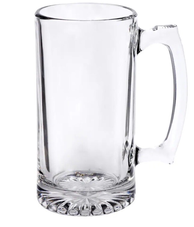 Set Of 4 Glasses Heavy  Sports Mugs /w Handles  16 oz. Wine/Beer