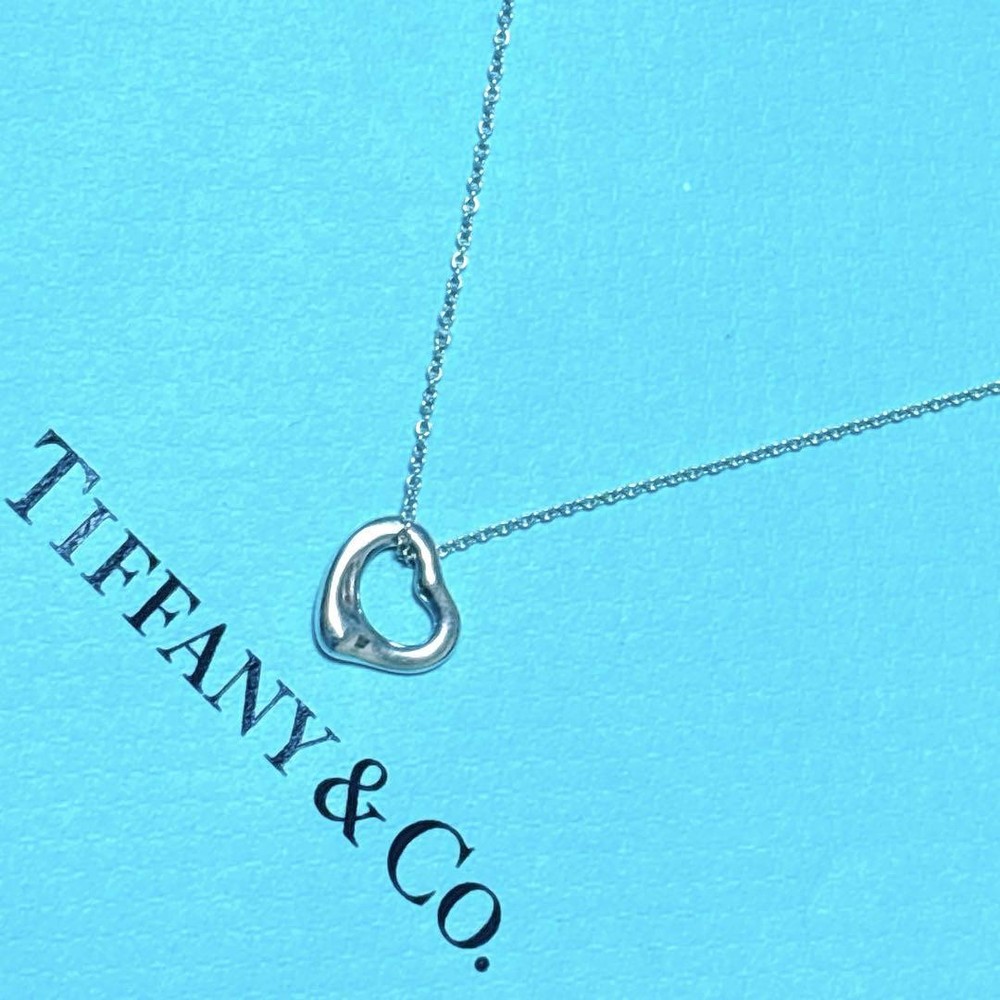 Tiffany Sterling Silver SV925 Open Heart Necklace New