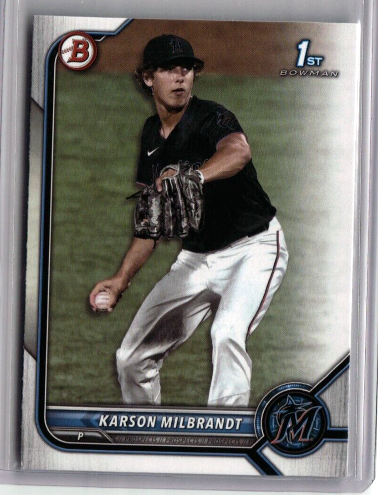 2022 Bowman Karson Milbrandt RC BD-87 Miami Marlins Rookie Baseball Card