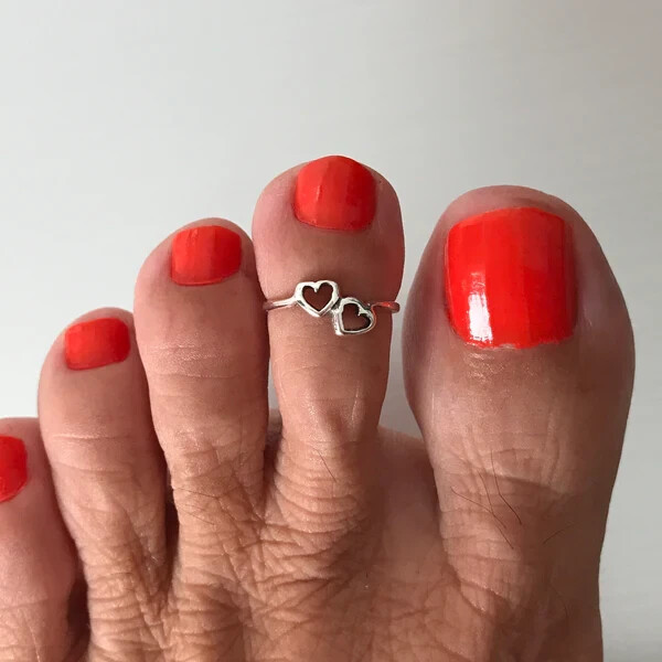 New Year GIFT Ladies Solid Metal 925 Silver ADJUSTABLE Loving Heart Toe Ring