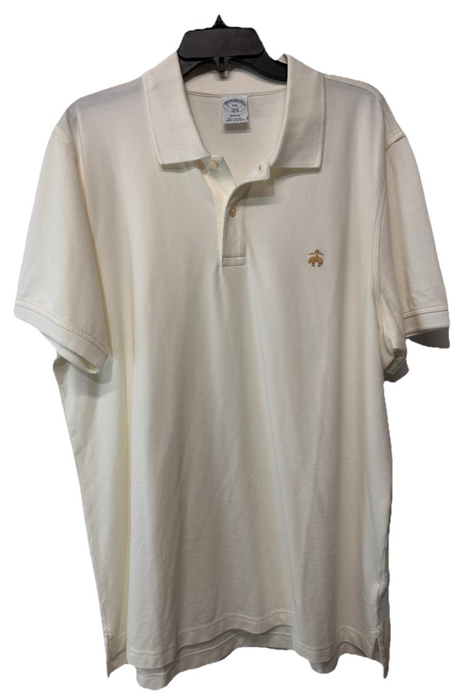 Brooks Brothers Polo Shirt Ivory 100% Cotton Stretch Slim Fit Size XXL