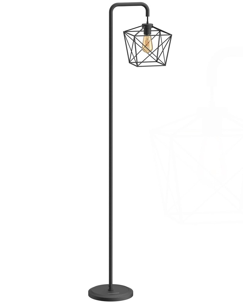 Black LED Edison Floor Lamp with 2800K E26 Bulb for Rustic Home Decor
