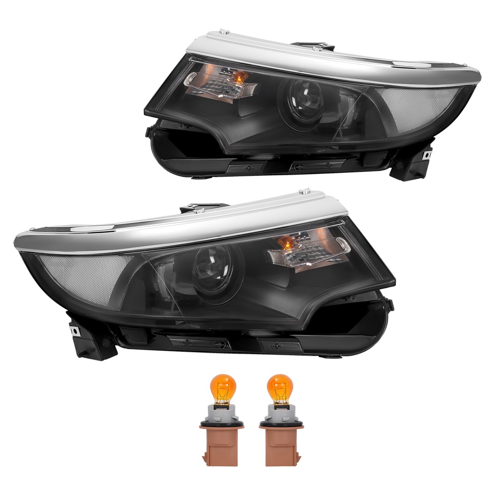 5 Pins Black Projector Headlight Left & Right For Ford Edge 2011-2014 W/Bulbs