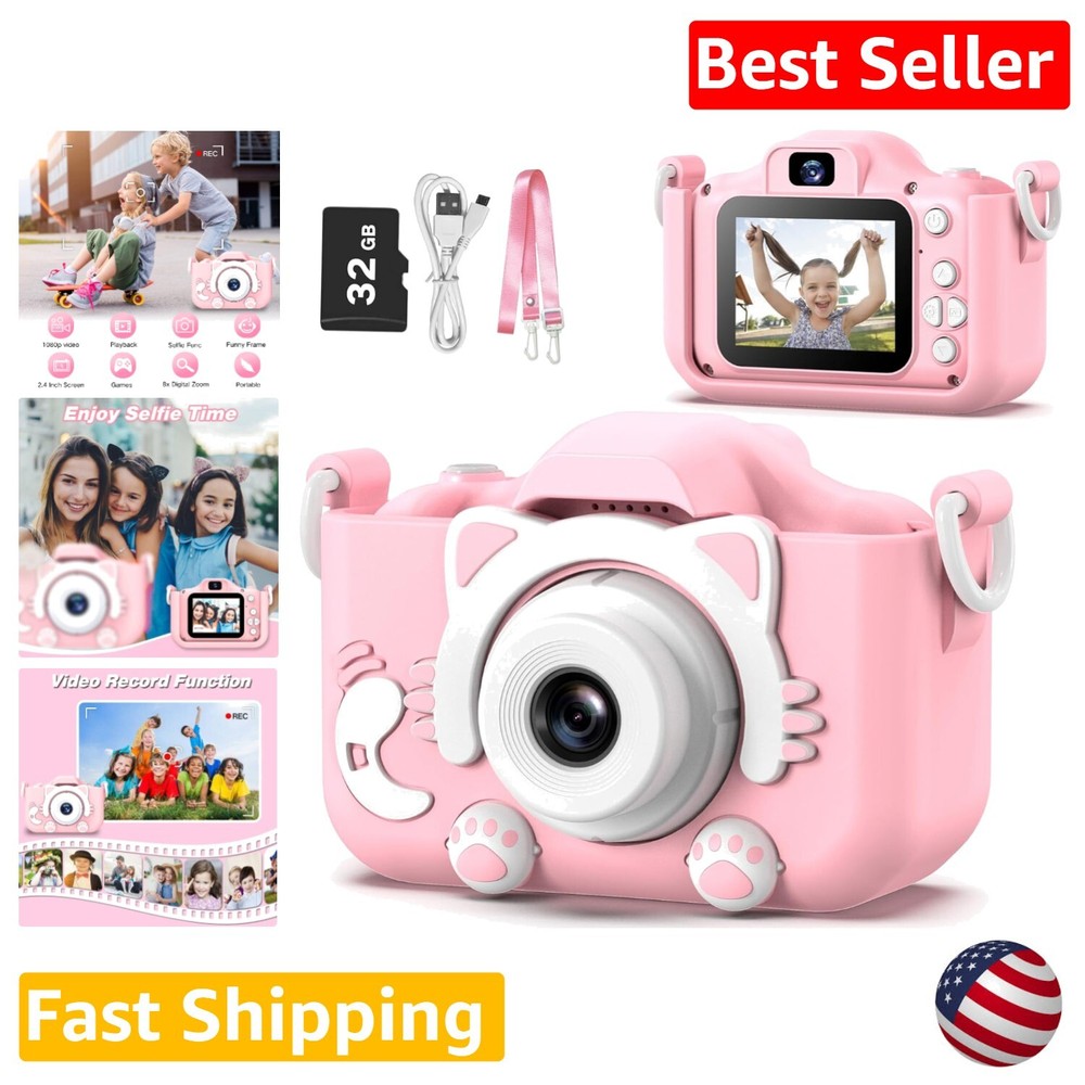 Videocámara digital para niños - 12 MP, 1080p HD Video, 32G Tarjeta SD incluida