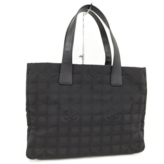 Chanel Travel Line Nylon Leather Tote Black Used A