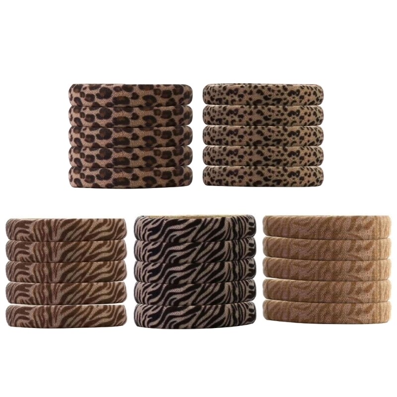 Stylish Leopard Print Hair Elastics Adjustable Ponytail Holders Fashion Hair Ties