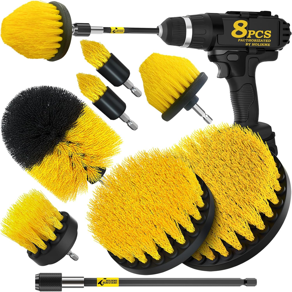 8 Piece Drill Brush Attachments Set, Power Scrubber with Extend Long Attachment