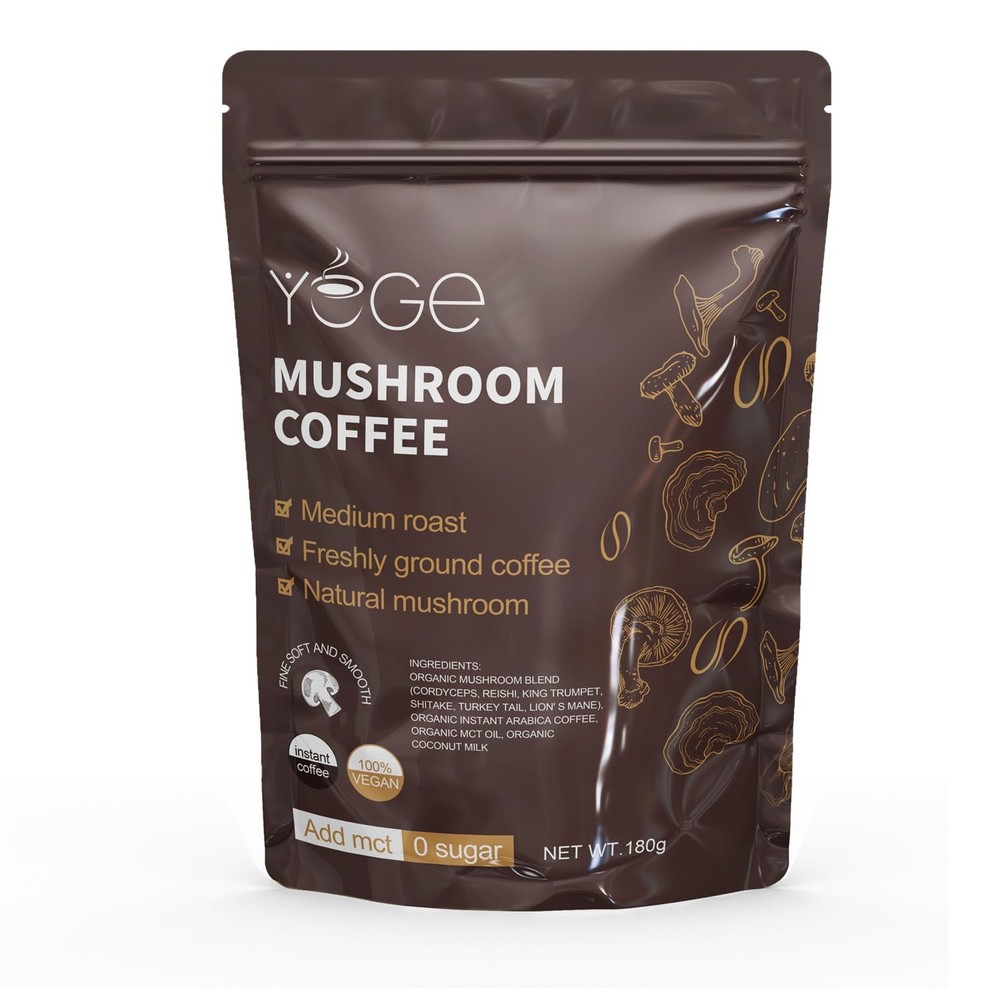 Organic Instant Mushroom Coffee with Cordyceps Reishi & King for Energy & Focus
