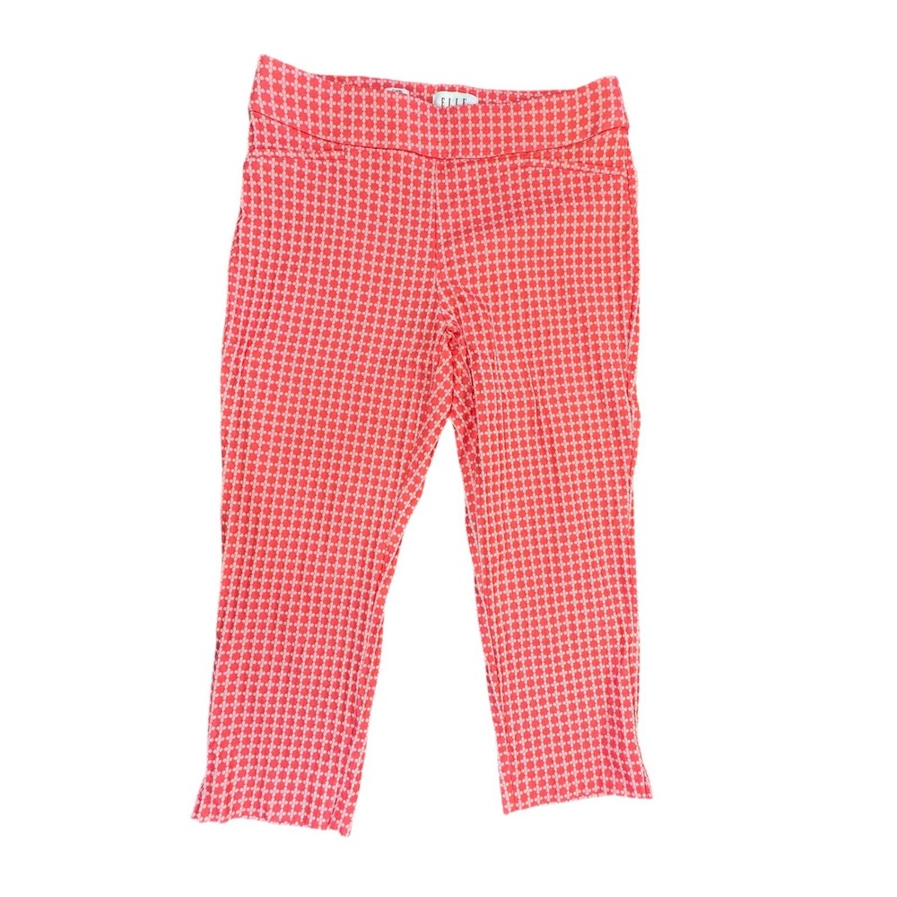Coastal Cottage Pink Geometric Capri Pants for Women Size Large by ELLE