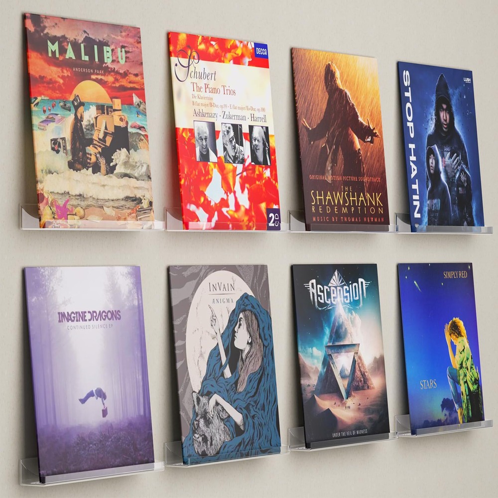 8 Pack Vinyl Record Wall Mount Shelves - 12 inch Vinyl Record Holder, Record ...