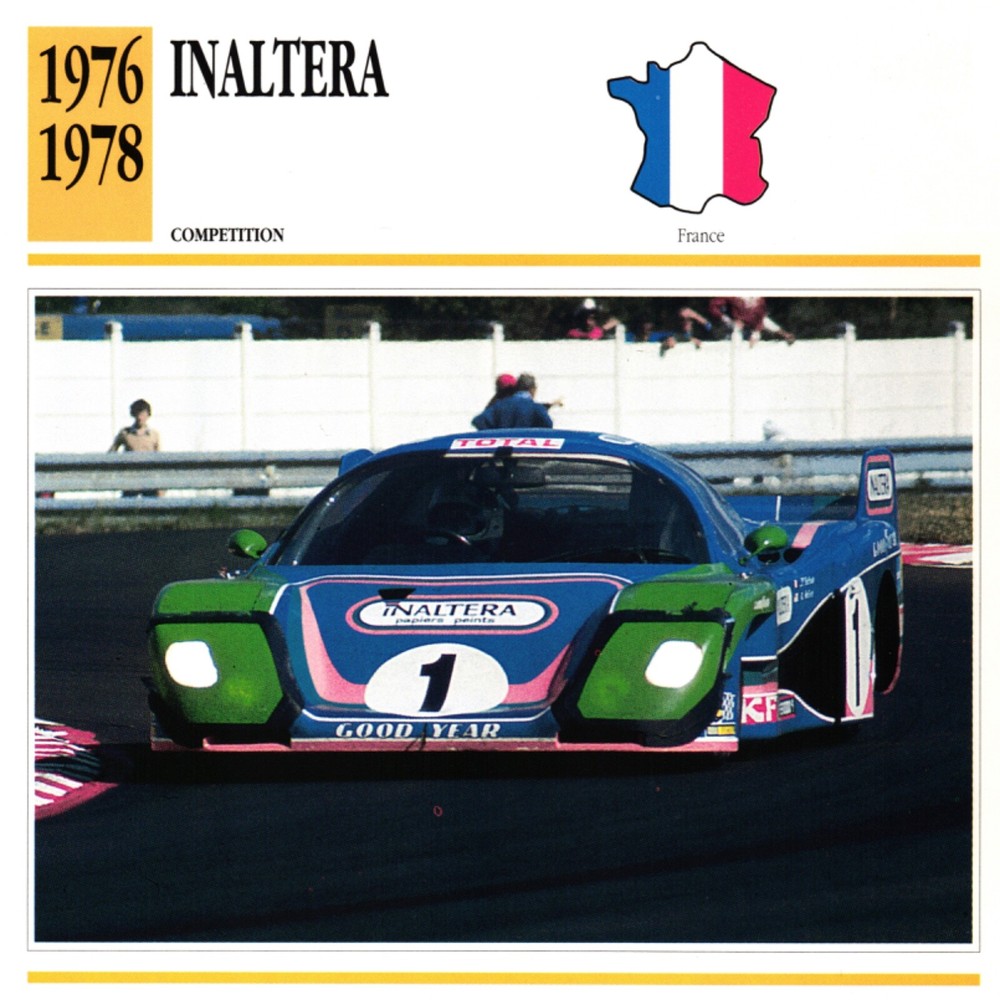 Vintage Inaltera Racing Car Collectors Club Card for Classic Auto Enthusiasts